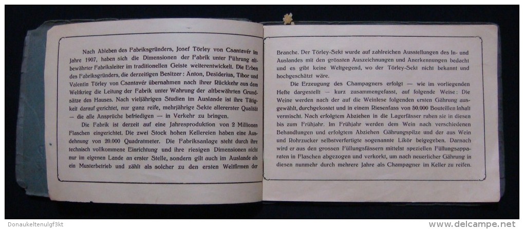 RARE HUNGARY *TORLEY* CHAMPAGNE FACTORY 1880 - 1930, PEZSGOBORGYAR - BUDAFOK, BOOK IN GERMAN & FRENCH LANGUAGE.37 IMAGES