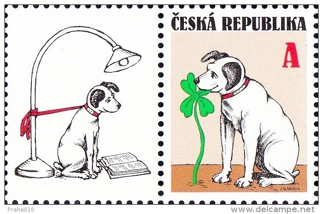 Czech Rep. / Stamps (2014) 0796 K1L: Good Luck (Sitting Dog Nibbling Cloverleaf); Painter: Jiri Sliva - Neufs