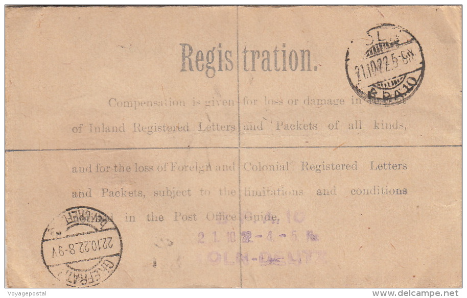 Lettre Recommandé Entier CaD Londres Pour Crefeld 1922 >> Timbre Perforé - Briefe U. Dokumente