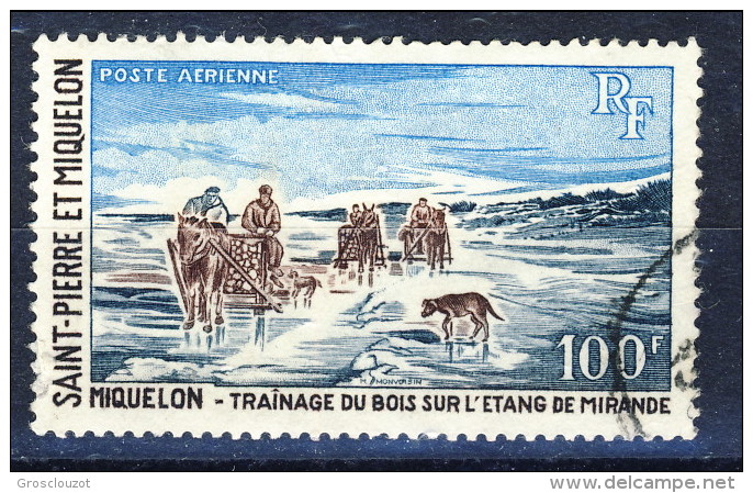 S. Pierre Et Miquelon Posta Aerea 1969 N. 45 Fr 100 Paesaggio USATO Catalogo € 17 - Usati