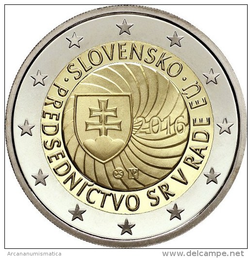 ESLOVAQUIA  /  SLOVAKIA     2€ Bimetálica 2016   "Primera Presidencia Consejo De La UE"  SC/UNC   T-DL-11.709 - Slovaquie
