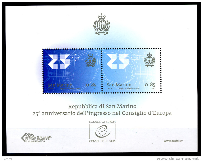 2013 - SAN MARINO - SAINT-MARIN -  25° Anniversario Dell’ingresso Di San Marino Nel Consiglio D’-   NH - (**) - New Mint - Blocchi & Foglietti