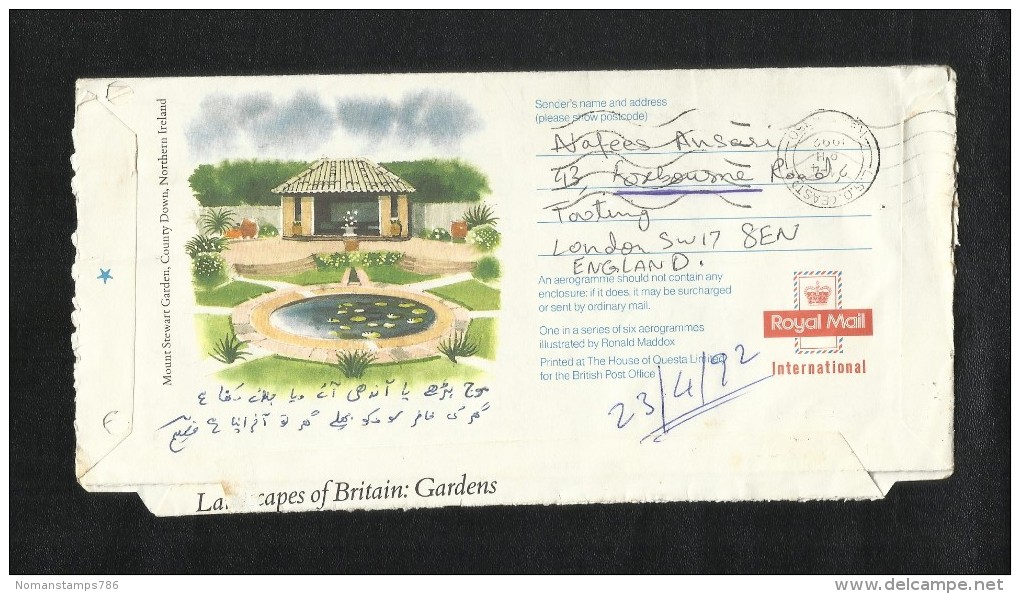 England Great Britain  Air Mail Postal Used Aerogramme UK To Pakistan - Otros & Sin Clasificación