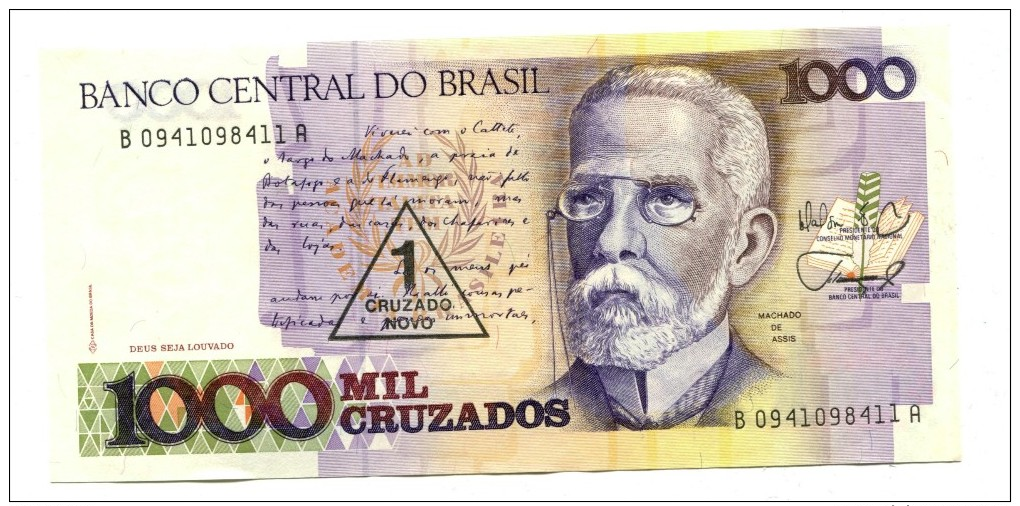 Brazil 1 Cruzado Novo 'Overstamp' Banknote - Brazil