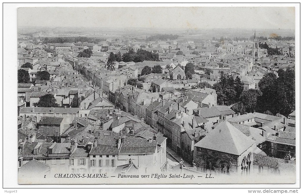 CHALONS SUR MARNE - N° 1 - PANORAMA VERS L' EGLISE SAINT LOUP - CPA VOYAGEE - Châlons-sur-Marne