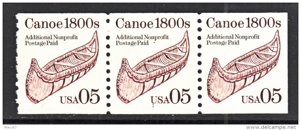 U.S. 2453  X 3    PLATE  1      **    CANOE - Coils (Plate Numbers)