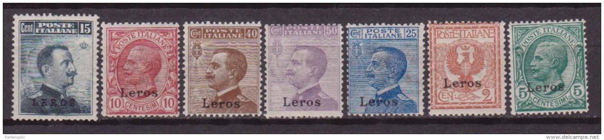EGEO LERO LEROS 1912 -  FRANCOBOLLI D´ITALIA SOPRASTAMPATI 1/7 MH - Egée (Lero)