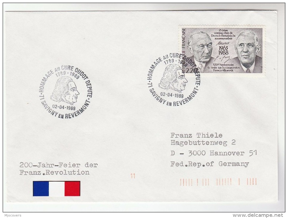 1989 SAVIGNY En Revermont FRANCE Stamps EVENT COVER 200th Anniv FRANCIS OUDOT  French Revolution - Covers & Documents