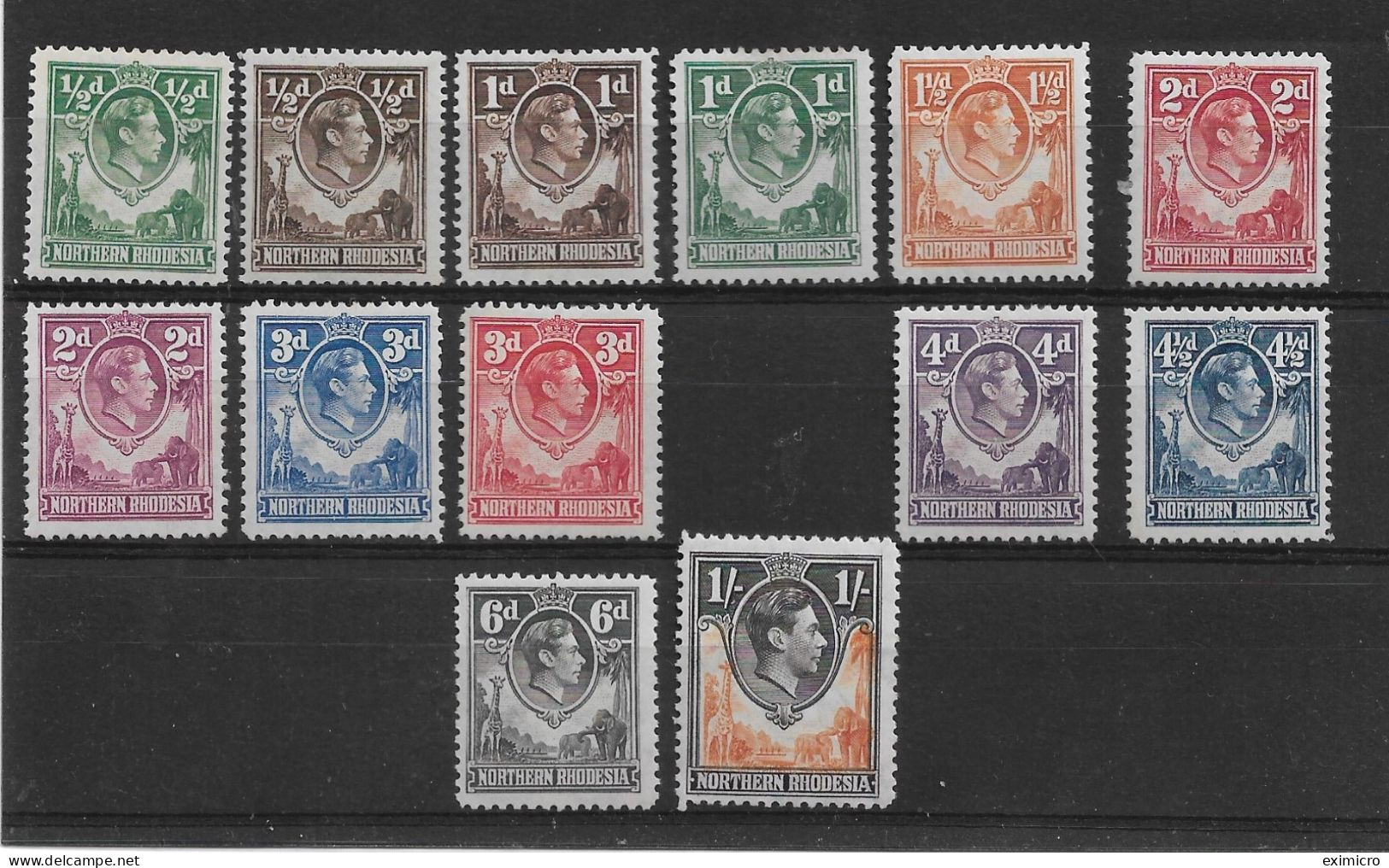 NORTHERN RHODESIA 1938 - 1952 VALUES TO 1s BETWEEN SG 25 And SG 40 MOUNTED MINT Cat £16.85 - Northern Rhodesia (...-1963)