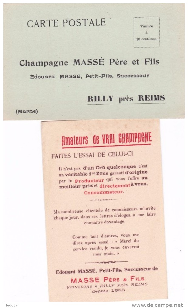 Champagne - Carte Publicitaire Champagne Massé - Vines