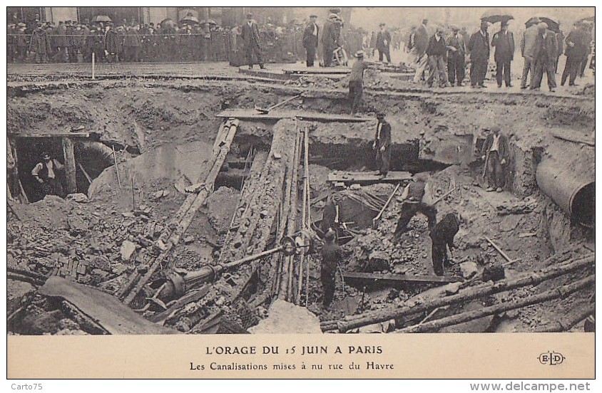 Orage - Climat - Catastrophe - Paris 15 Juin 1914 - Rue Du Havre - Rampen