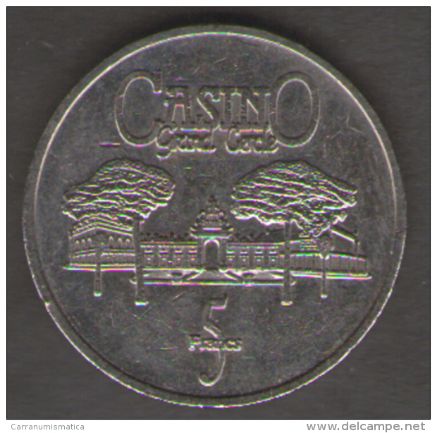 FRANCIA GETTONE CASINO TOKEN GRAND CERCLE AIX LES BAINS 5 FRANCS - Casino