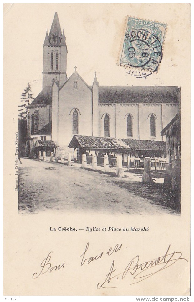 La Crèche 79 -  Eglise Et Place Du Marché - Autres & Non Classés