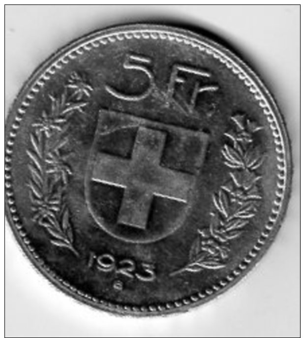 Suisse 5 Fr. 1923 Berne B Argent Tranche En Relief - Autres & Non Classés