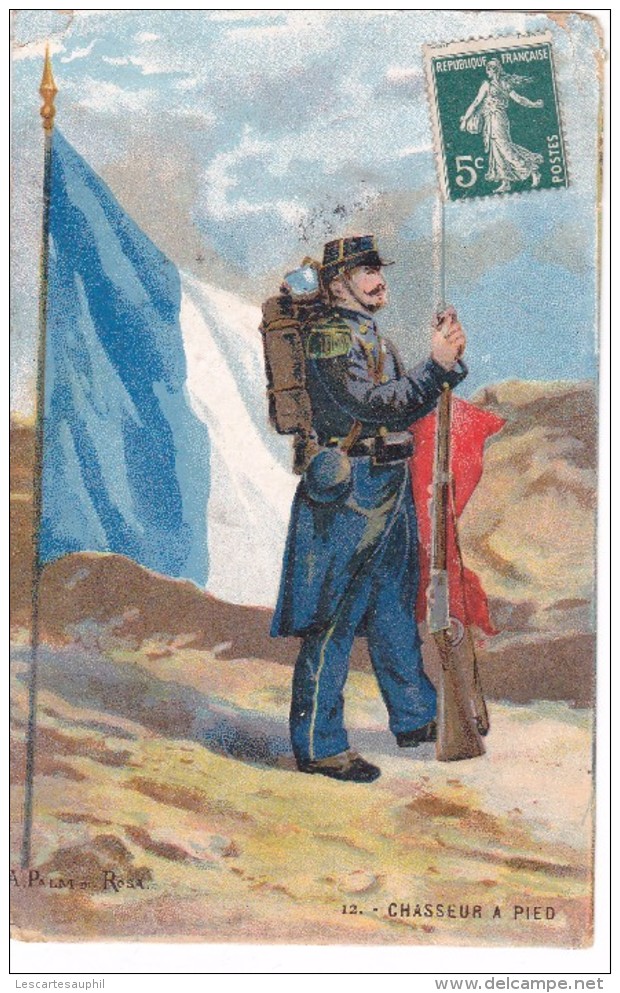 Militaria Illustrée A Palm De Rosa Militaire Armee Francaise Chasseur A Pied 1907 - Autres & Non Classés