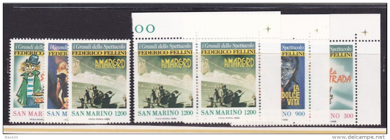 1988 San Marino Saint Marin SPETTACOLO  FELLINI 3 Serie Di 3v. MNH** Coppia + 1, ENTERTAINMENT - Cinema