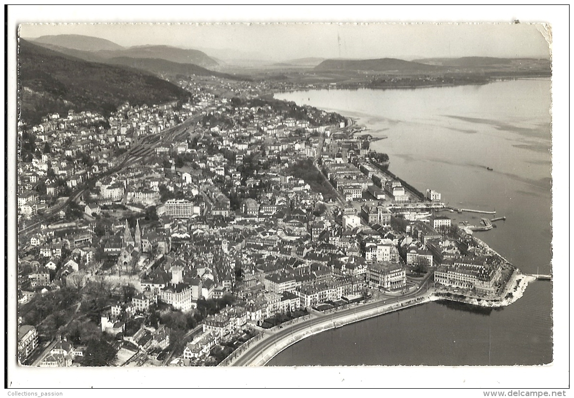 Cp, Suisse, Neuchatel, Vue Aérienne, Voyagée - Neuchâtel