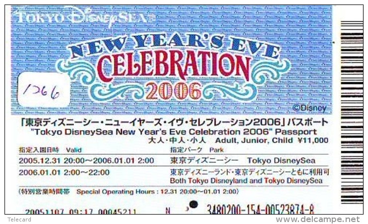 Disney Passeport Entreecard JAPON * TOKYO DISNEYLAND Passport (1266) JAPAN *  PASSPORT * NEW YEARS EVE - Disney