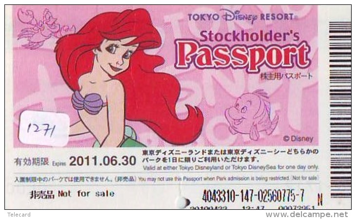 Disney Passeport Entreecard JAPON * TOKYO DISNEYLAND Passport (1271) JAPAN *  CINEMA FILM * - Disney