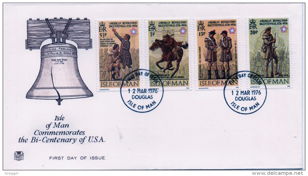 Isle Of Man First Day Cover To Celebrate Bi-Centenary Of The USA. - Isle Of Man