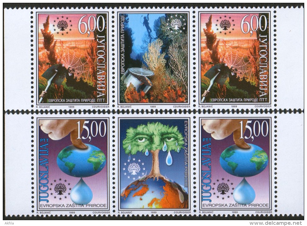 Yugoslavia, 1999, European Nature Protection, Stamp-vignette-stamp, MNH (**) - Unused Stamps