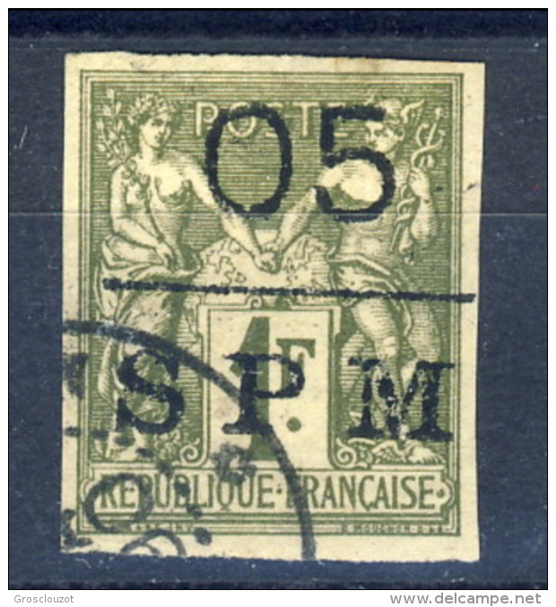 S. Pierre Et Miquelon 1885 - 91 N. 11 C. 05 Su Fr 1 Sovrastampato SPM USATO Catalogo € 40 - Used Stamps