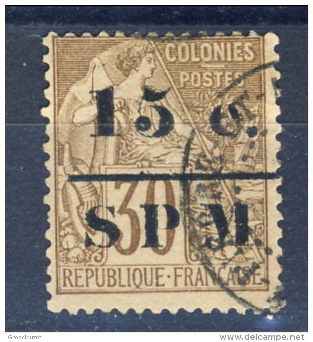 S. Pierre Et Miquelon 1885 - 91 N. 12 C. 15 Su C. 30 Sovrastampato SPM USATO Catalogo € 45 - Usati