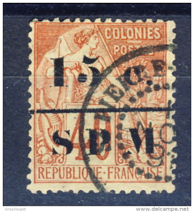 S. Pierre Et Miquelon 1885 - 91 N. 14 C. 15 Su C. 40 Sovrastampato SPM USATO Catalogo € 120 - Used Stamps