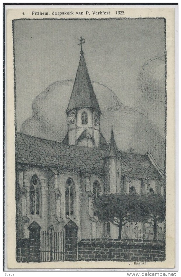 Pitthem. -  Dorpskerk Van P. Verbiest.   1623  -  LITHO   1906  Naar  Thielt - Pittem