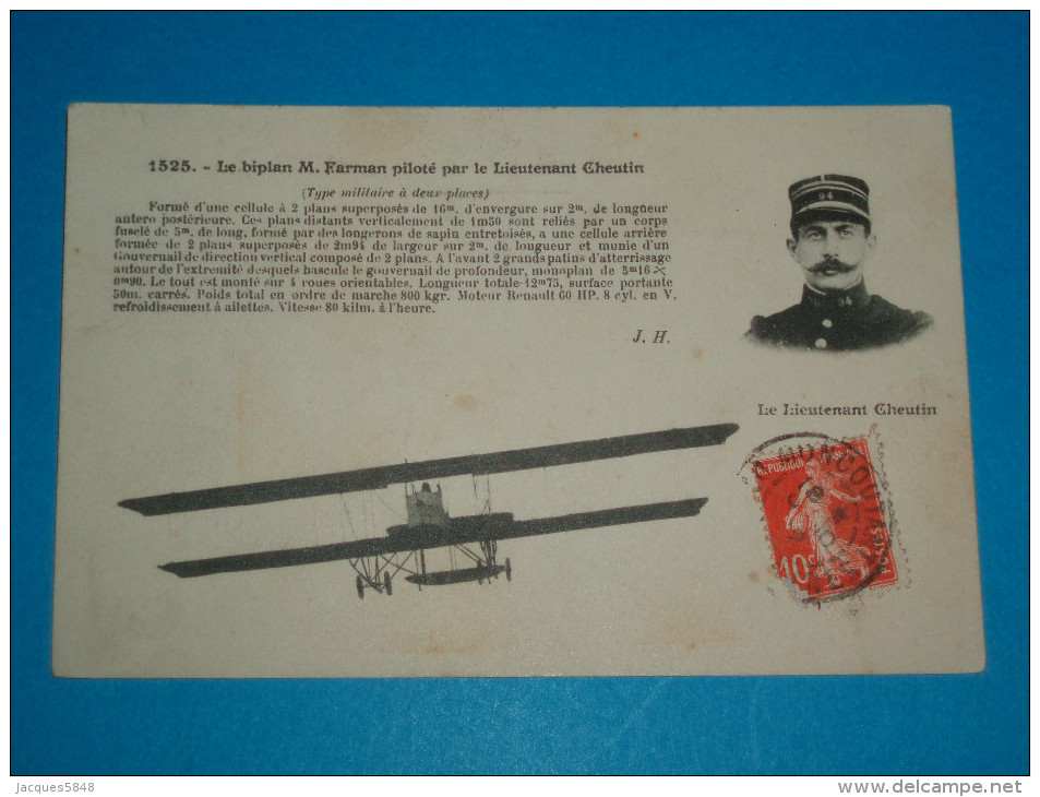 79 ) Aviation - N° 1525 - Moncoutant - Manoeuvres 1912 - Le Lieutenant CHEUTIN Sur Farman - Avion -  EDIT : Hausey - Moncoutant