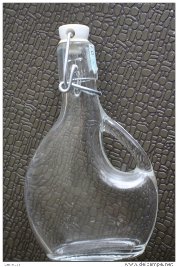 BOUTEILLE TRANSPARENTE EN VERRE FERMETURE ET OUVERTURE à L'ANCIENNE à CLIQUETIS JOINT BLANC DE CONSERVATION DU PRODUIT - Autres & Non Classés