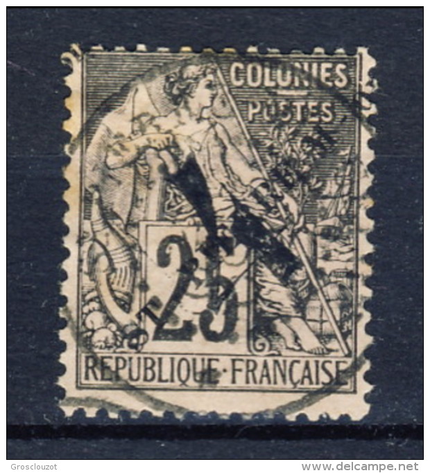 S. Pierre Et Miquelon 1892 Serie N. 47 C. 4 Su C. 25 Nero E Rosa Sovrastampato USATO Catalogo € 12 - Used Stamps