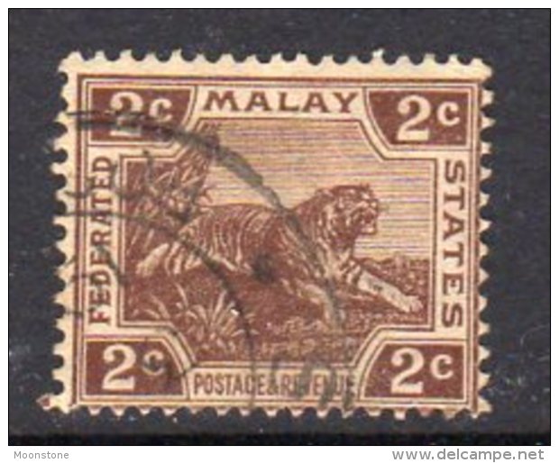 Malaya FMS GV 1922-34 2c Brown Leaping Tiger, Used (SG 54) - Federated Malay States