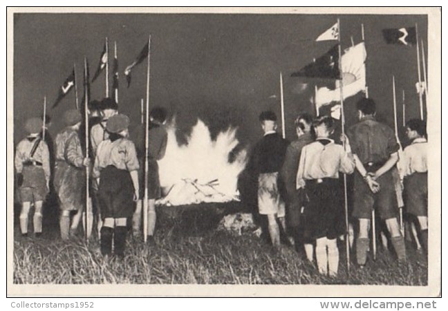 39922- HITLER, PIONEERS CAMPFIRE, PICTURE CARD, HISTORY, ALBUM NR 8, IMAGE NR 63 - Histoire