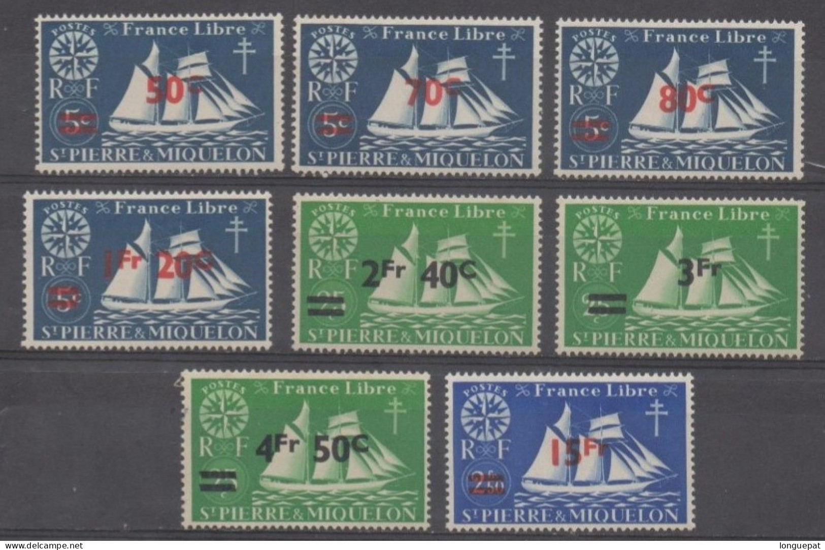 St PIERRE Et MIQUELON : Falaise, Phare, Maréchal Pétain - Surchargé "Oeuvres Coloniales" - Unused Stamps