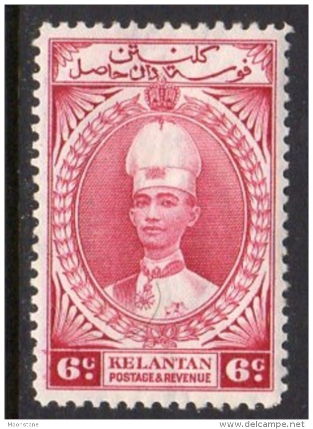 Malaya Kelantan 1937-40 6c Value, Hinged Mint (SG 44) - Kelantan