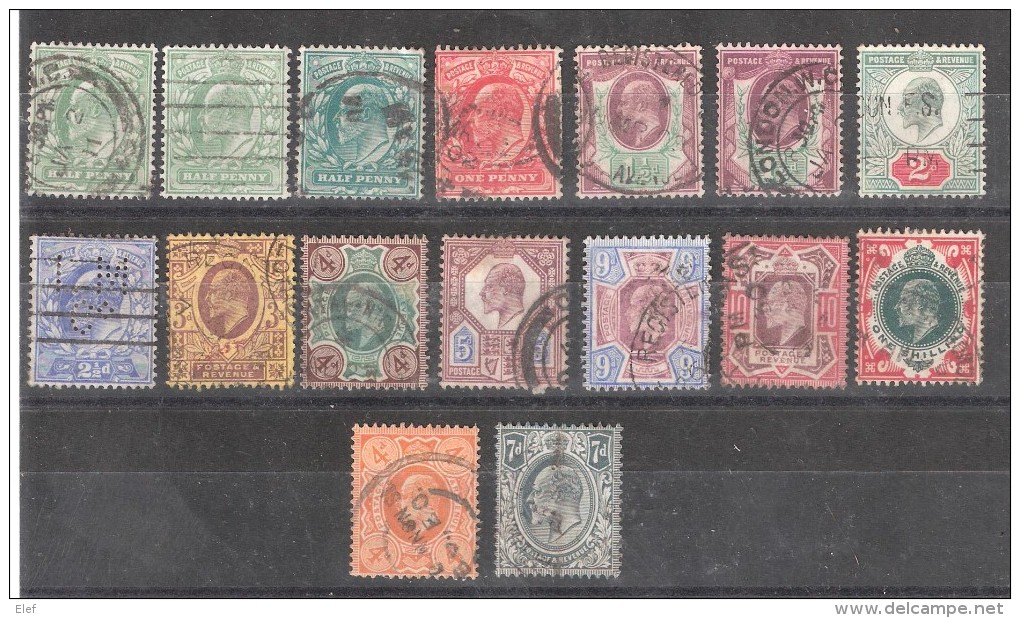 GB, King Edward VII, KEVII , 1902 - 1910 , Série 106 / 117 + 122 / 123 , Obl Avec Nuances, TB, Cote 180 Euros - Oblitérés