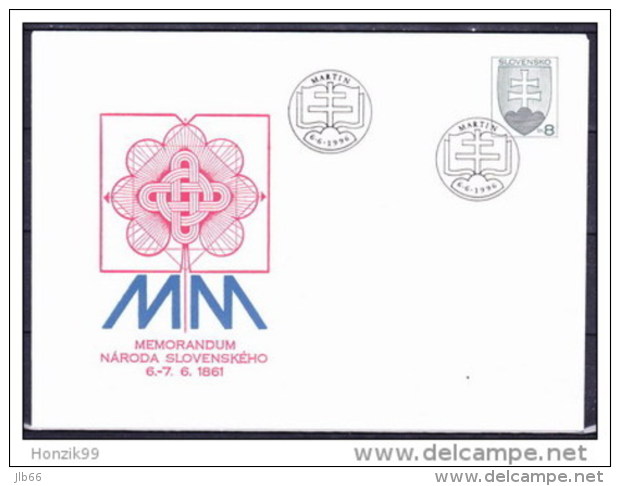 1996 : Mémorandum De La Nature Slovaque COB 8 SBR Michel U 8 II (Type II D'enveloppe) - Briefe