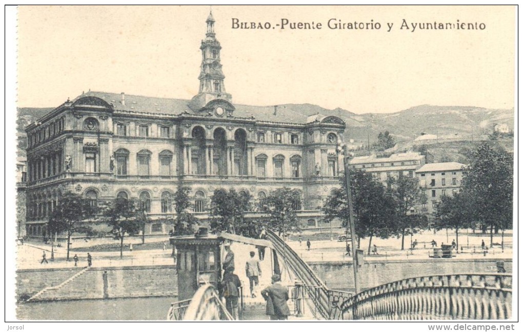 POSTAL  BILBAO  -ESPAÑA  -  PUENTE GIRATORIO Y AYUNTAMIENTO - Vizcaya (Bilbao)