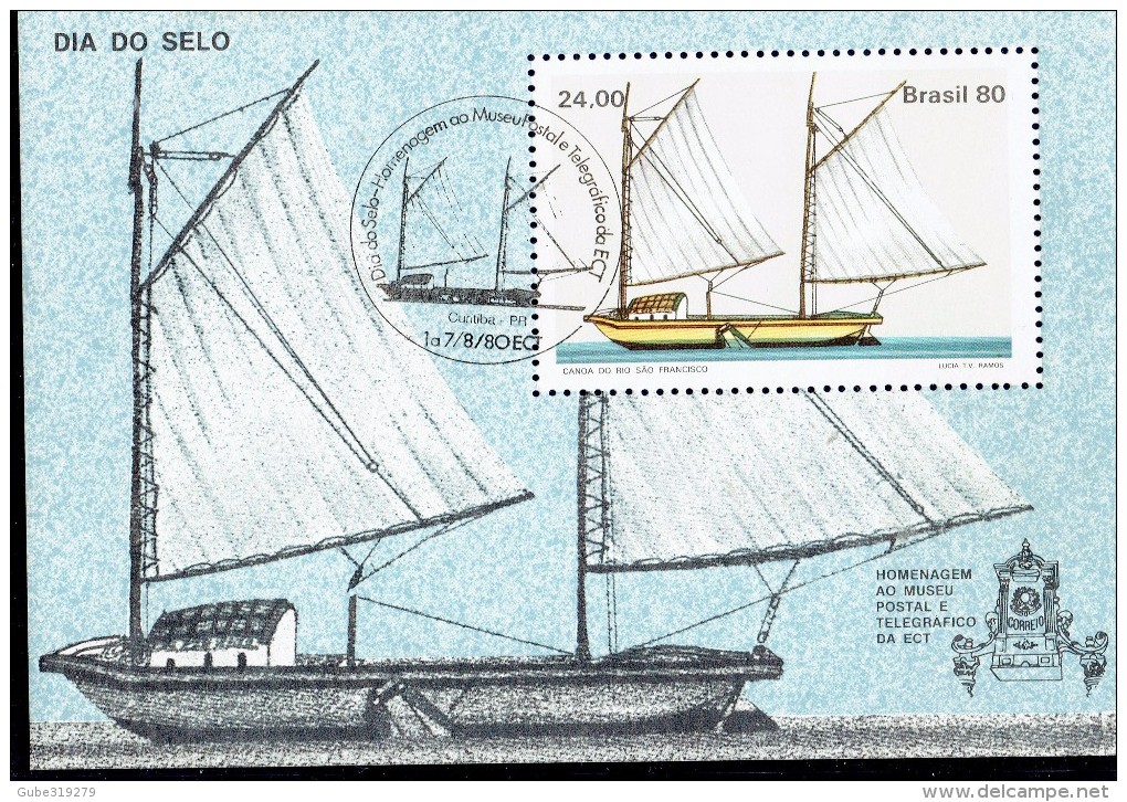 BRAZIL I - 1980 S/SHEET "STAMP DAY-HOMAGE TO THE POSTAL MUSEUM"CURITIBA 1/7-8-1980 W1 STAMP OF CR24,00 - Blocks & Sheetlets