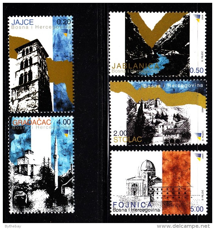 Bosnia And Herzegovina Muslim Gov´t MNH Scott #463-#467 Set Of 5 Cities: Jajce, Jablanica, Stolac, Gradacac, Fojnica - Bosnie-Herzegovine