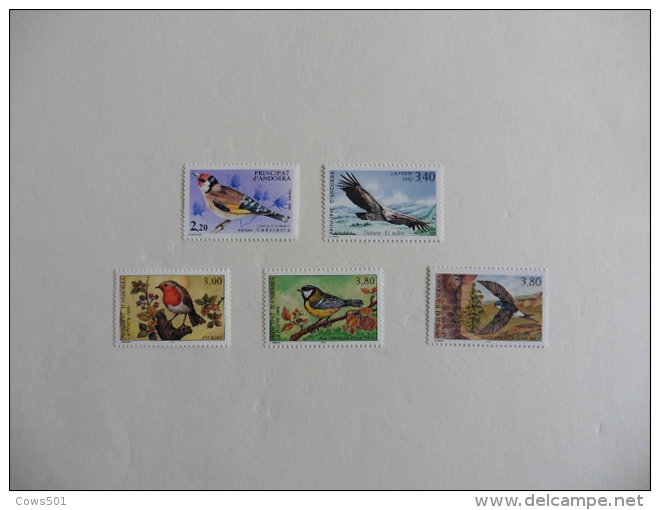 Andorre Français : 5 Timbres Neufs Oiseaux - Collections