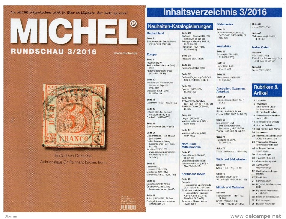MICHEL Briefmarken Rundschau 3/2016 Neu 6€ New Stamps Of The World Catalogue/magacine Of Germany  ISBN 978-3-95402-600-5 - Deutsch