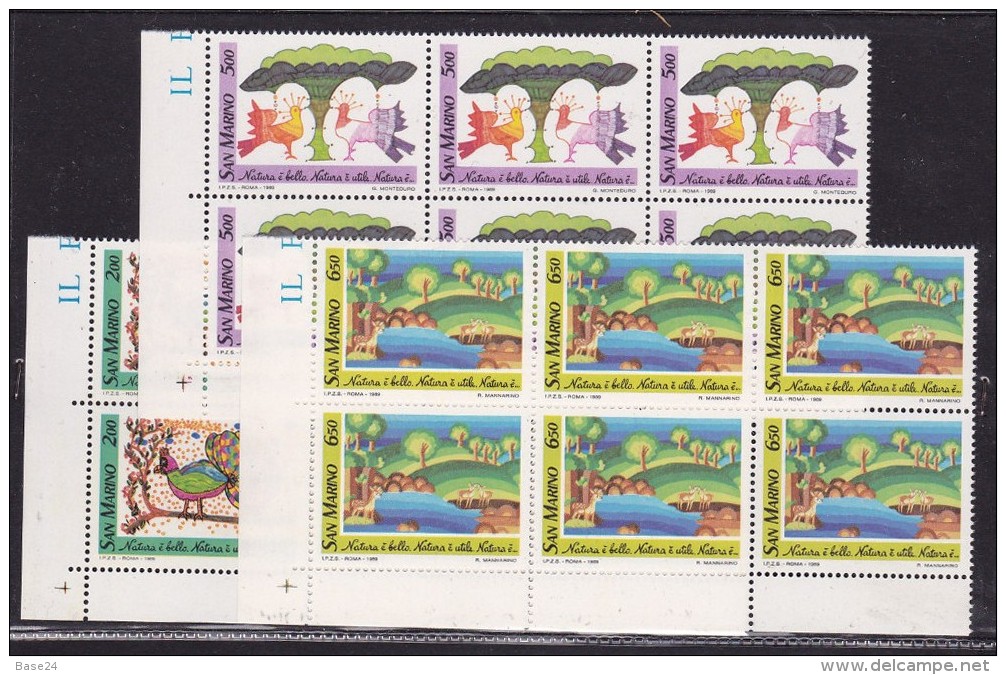 1989 San Marino Saint Marin NATURA  NATURE 6 Serie Di 3v. MNH** Blocco - Protezione Dell'Ambiente & Clima