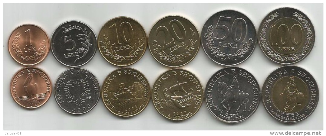 Albania 1996-2000. Set Of 6 Coins UNC 1 - 5 - 10 - 20 - 50 And 100 Lek Leke - Albanie