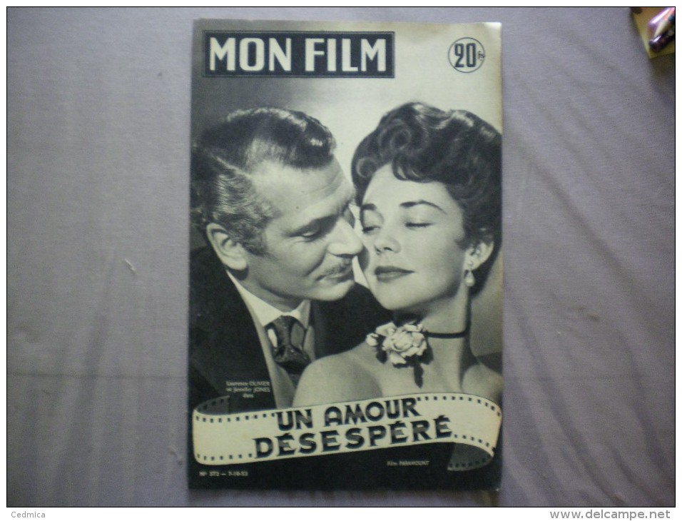 MON FILM N° 372 DU 7-10-53 LAURENCE OLIVIER ET JENNIFER JONES DANS UN AMOUR DESESPERE - Cinéma