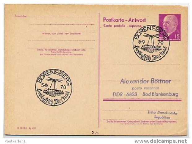 BORENSBERG 1970 On East German  Reply Postal Card P74A - Other & Unclassified