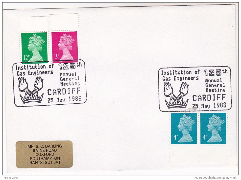 1988 Cardiff GAS ENGINEERS INSTITUTE MEETING Event COVER GB Stamps Energy Minerals - Gas