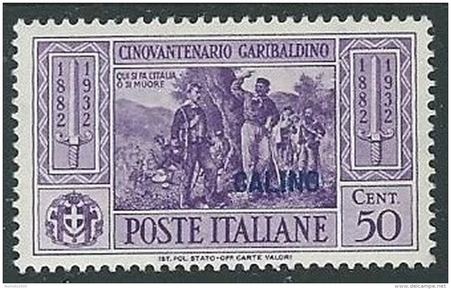 1932 EGEO CALINO GARIBALDI 50 CENT MH * - K119 - Egée (Calino)