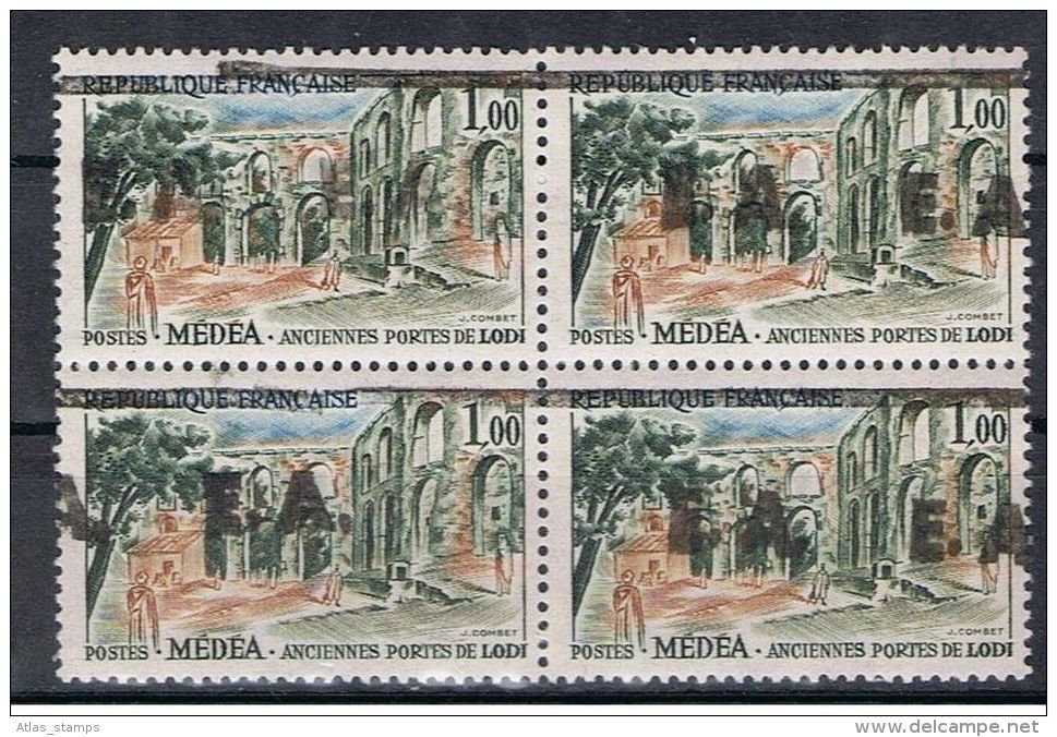 Algérie 1962 - Timbres EA  ,Yvert# 358 - BLoc De 04 , Variété Surcharges Déplacées - Neufs Sans Charnières ** - Algérie (1962-...)